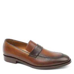 Bruno Magli Dress Shoes^Arezzo Burnished Penny Loafer Cognac/Dark Brown