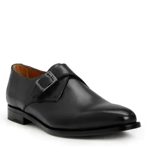 Bruno Magli Dress Shoes^Collezione Vilante Leather Single Strap Monk Loafer-Black Black Leather