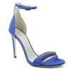 Bruno Magli Evening^Estelle Embellished Open-Toe Heel Blue Satin